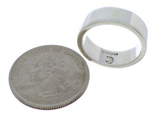 Southwestern Sterling Silver Turquoise Inlay Ring Size 8 UX37538