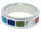 Authentic Sterling Silver Multicolor Inlay Ring Size 7-3/4 UX38026