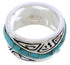Southwest Turquoise Inlay Water Wave Silver Ring Size 6-3/4 EX40792