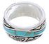 Sterling Silver Southwestern Turquoise Water Wave Ring Size 5-1/4 QX86910