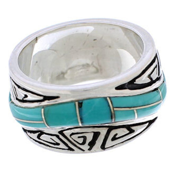 Turquoise Water Wave Genuine Sterling Silver Southwestern Ring Size 4-1/4 QX86982