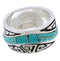 Turquoise Water Wave Southwest Sterling Silver Ring Size 5-3/4 QX87029