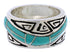 Turquoise Water Wave Genuine Sterling Silver Southwestern Ring Size 4-1/4 QX86982