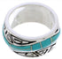 Turquoise Water Wave Southwestern Silver Ring Size 5-1/4 QX86989