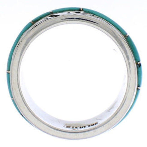 Turquoise Water Wave Southwest Sterling Silver Ring Size 5-3/4 QX87029