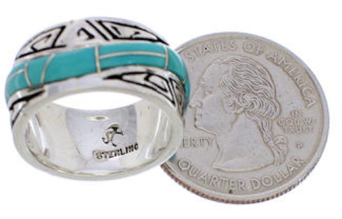 Turquoise Water Wave Southwest Authentic Sterling Silver Ring Size 6-1/4 QX87031