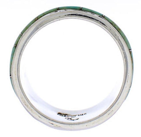 Sterling Silver And Turquoise Water Wave Ring Size 8-1/4 EX40844