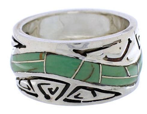Southwest Turquoise Water Wave Ring Size 5-1/4 EX40846