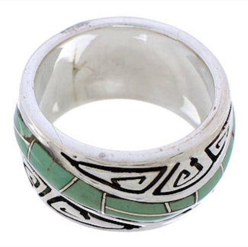 Southwest Turquoise Water Wave Ring Size 5-1/4 EX40846