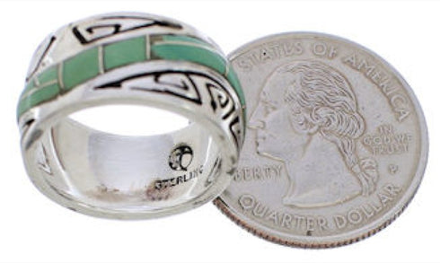 Southwest Turquoise Water Wave Ring Size 5-1/4 EX40846