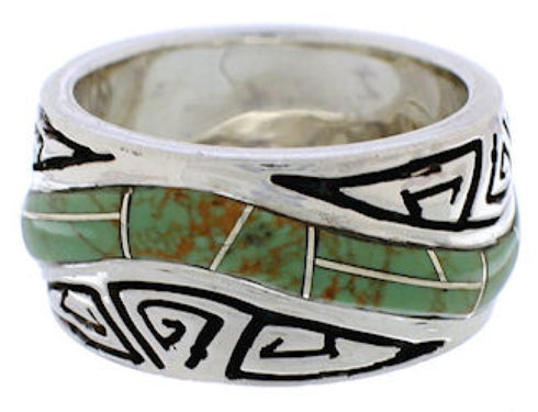 Turquoise Sterling Silver Water Wave Ring Size 4-3/4 EX40856