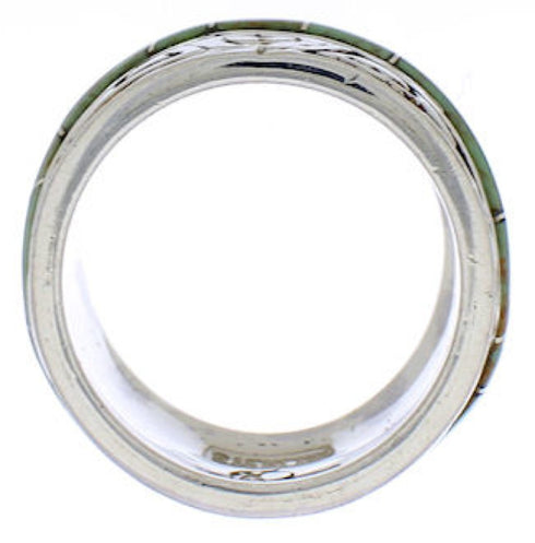 Turquoise Water Wave Genuine Sterling Silver Southwest Ring Size 8-1/4 QX86980