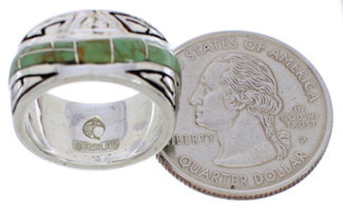 Turquoise Sterling Silver Water Wave Ring Size 4-3/4 EX40856