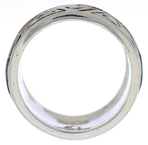 Southwest Multicolor Inlay Water Wave Ring Size 8-1/4 EX40859
