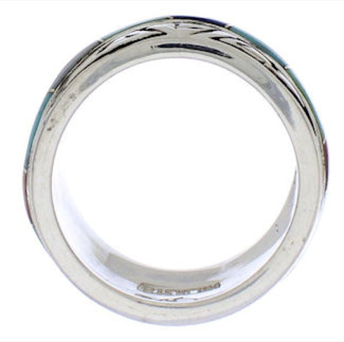Southwest Multicolor Water Wave Silver Ring Size 5 EX40878