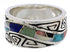 Multicolor Inlay Water Wave Silver Ring Size 8-1/4 EX40882