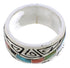 Multicolor Inlay Water Wave Silver Ring Size 8-1/4 EX40882