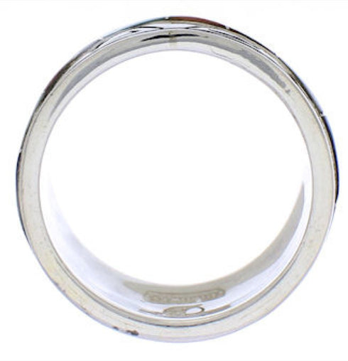 Multicolor Inlay Water Wave Silver Ring Size 8-1/4 EX40882