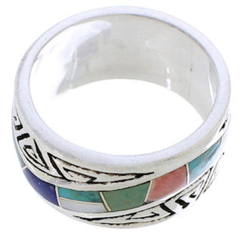 Sterling Silver And Multicolor Water Wave Ring Size 5-1/4 EX40883