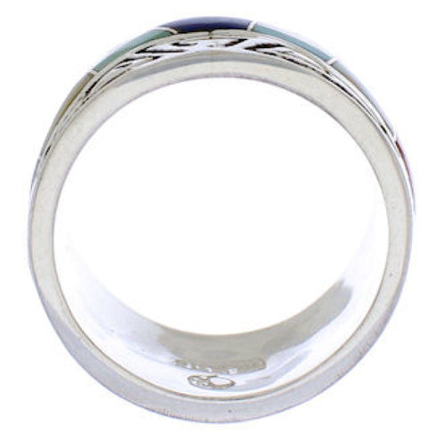 Sterling Silver And Multicolor Water Wave Ring Size 5-1/4 EX40883