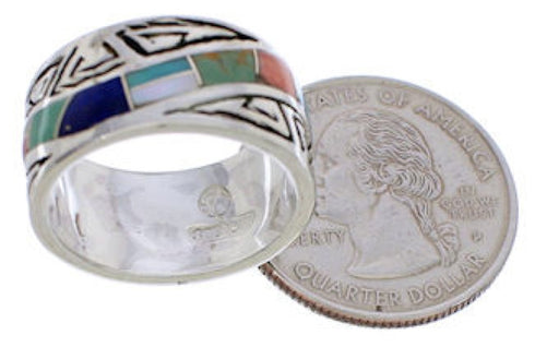 Sterling Silver And Multicolor Water Wave Ring Size 5-1/4 EX40883