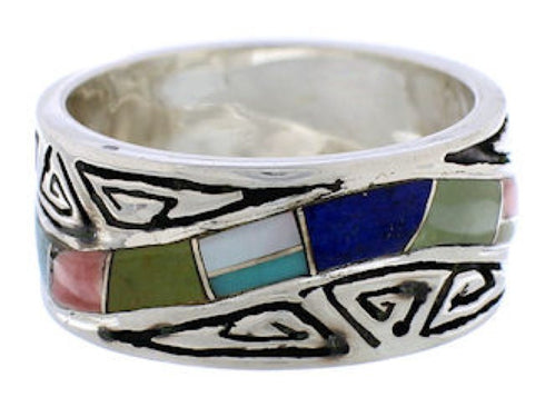 Multicolor Water Wave Southwestern Ring Size 6-3/4 EX40885