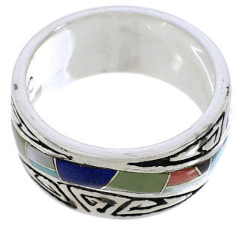 Multicolor Water Wave Southwestern Ring Size 6-3/4 EX40885