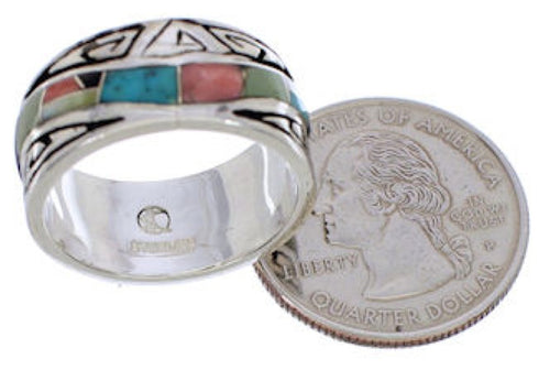 Multicolor Water Wave Southwestern Ring Size 6-3/4 EX40885