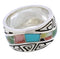 Sterling Silver Multicolor Inlay Water Wave Ring Size 5-1/4 EX40887