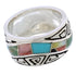 Sterling Silver Multicolor Inlay Water Wave Ring Size 5-1/4 EX40887