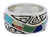 Sterling Silver Multicolor Inlay Water Wave Ring Size 5-1/4 EX40887