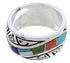Sterling Silver Multicolor Inlay Water Wave Ring Size 5-1/4 EX40887