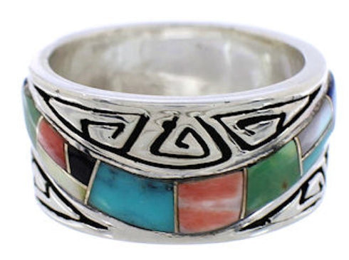 Southwest Water Wave Multicolor Inlay Ring Size 5-3/4 EX40890