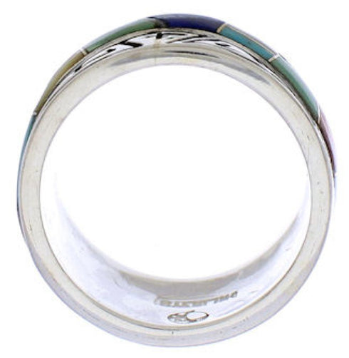 Southwest Water Wave Multicolor Inlay Ring Size 5-3/4 EX40890