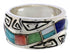 Southwest Silver Water Wave Multicolor Ring Size 6-1/2 EX40895