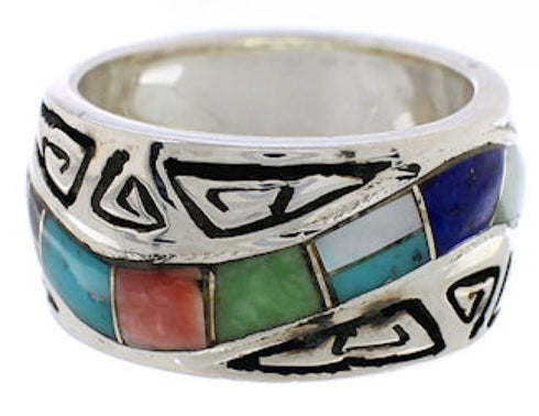 Water Wave Multicolor Southwest Silver Ring Size 5 EX40896