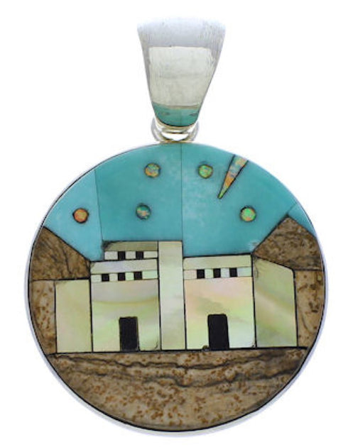Multicolor Sterling Silver Native American Design Pendant MX22237