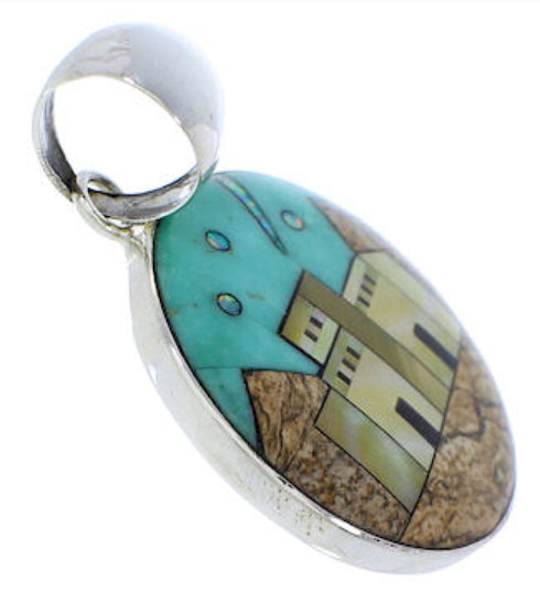 Multicolor Sterling Silver Native American Design Pendant MX22240