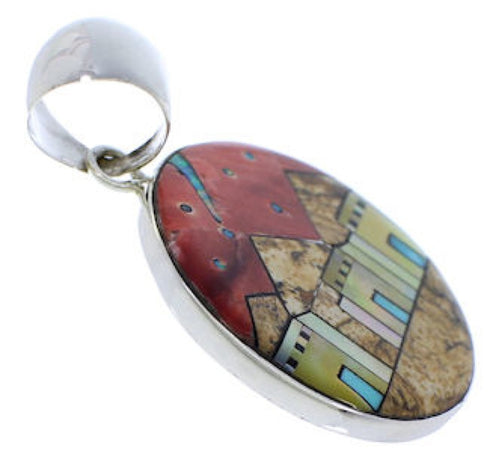 Native American Design Sterling Silver Multicolor Pendant MX22255