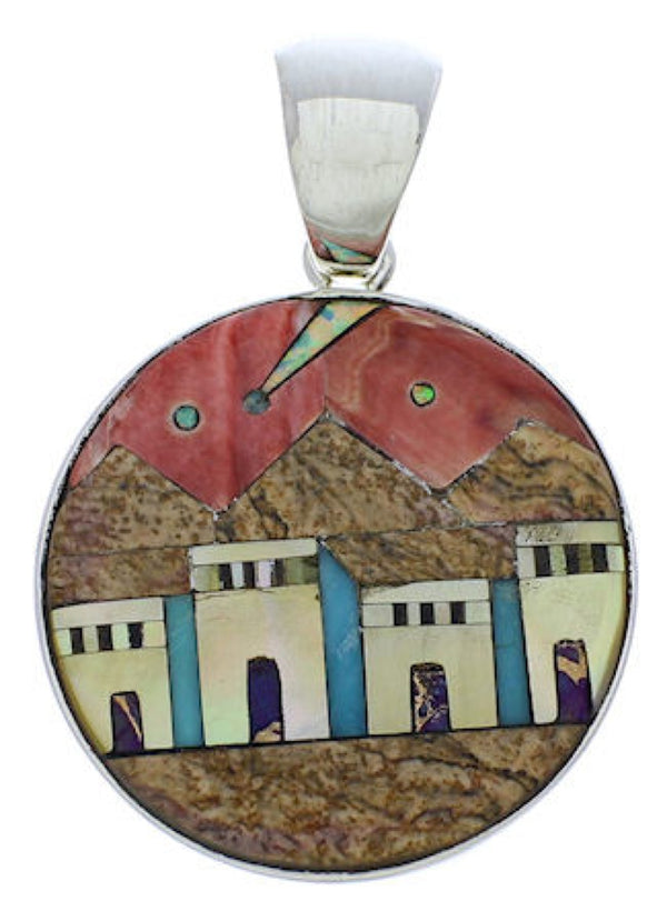 Native American Design Jewelry Silver Multicolor Pendant MX22257