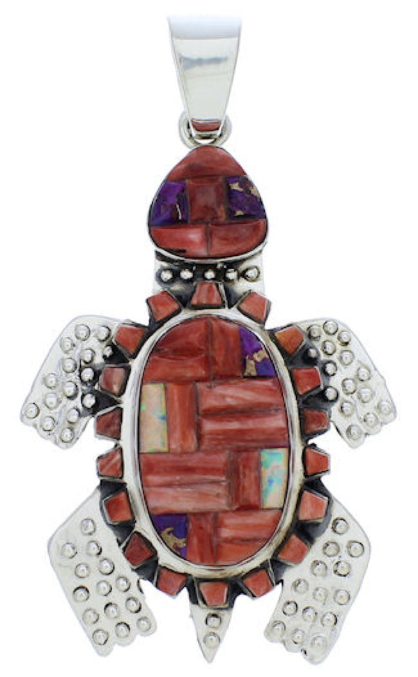 Sterling Silver Turtle Multicolor Pendant MX22267