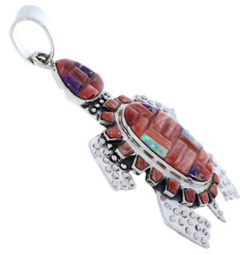 Sterling Silver Turtle Multicolor Pendant MX22267