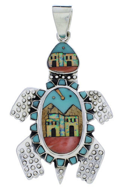 Multicolor Turtle Native American or Pueblo Design Pendant MX22270