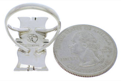 Turquoise Inlay Southwest Silver Ring Size 7-1/4 MX23542