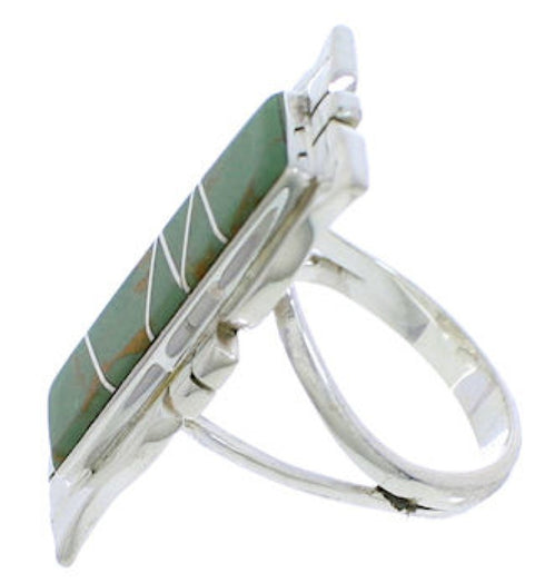 Southwestern Turquoise Inlay Silver Ring Size 5 MX23552