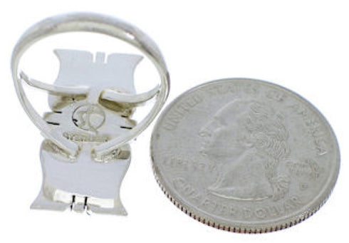 Silver Turquoise Inlay Southwestern Ring Size 7-3/4 MX23571