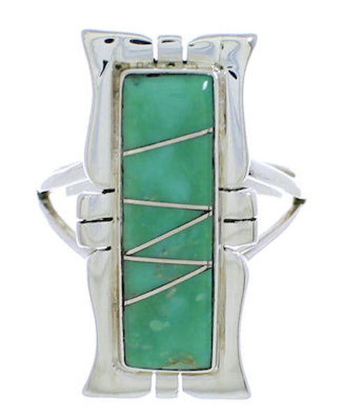 Sterling Silver Turquoise Inlay Southwestern Ring Size 7-1/2 MX23572