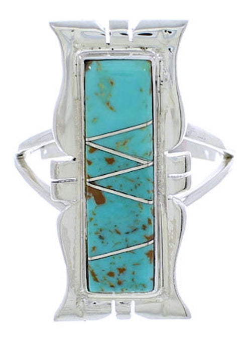 Sterling Silver Turquoise Southwestern Jewelry Ring Size 7-3/4 MX23577