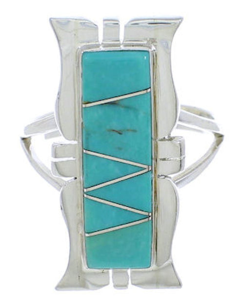Sterling Silver Jewelry Turquoise Southwestern Ring Size 8-1/4 MX23589