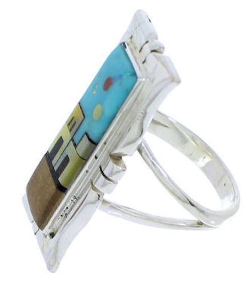Native American or Pueblo Design Multicolor Ring Size 5-1/4 MX23603